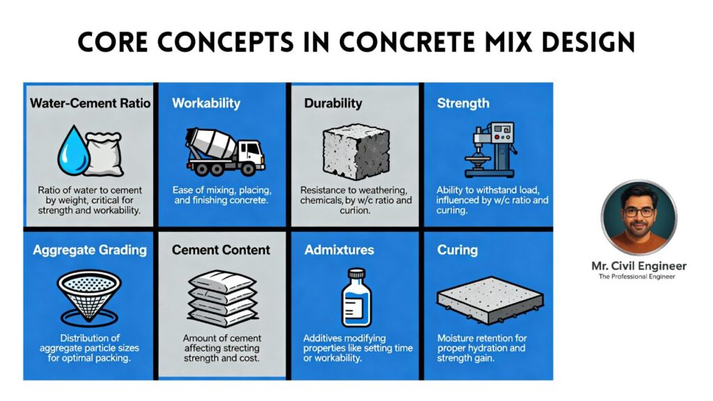 Core concepts in concrete mix design