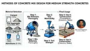 Methods of Concrete Mix Design for Medium Strength Concretes
