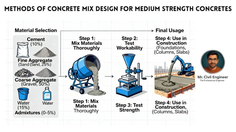 Methods of Concrete Mix Design for Medium Strength Concretes