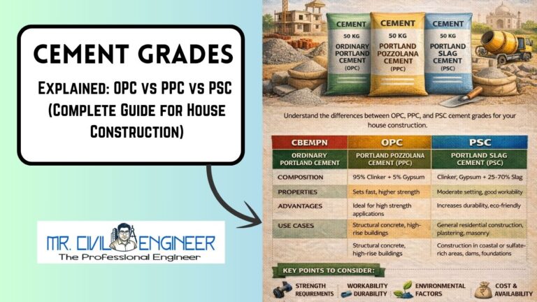 Cement Grades Explained: OPC vs PPC vs PSC (Complete Guide for House Construction)